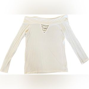 American Eagle Strapless White Long Sleeve Soft & Sexy Top